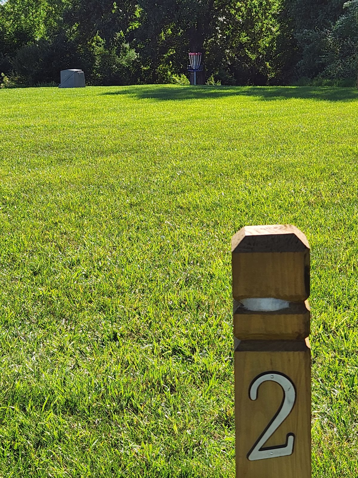 Hole 2 Basket view from the tee