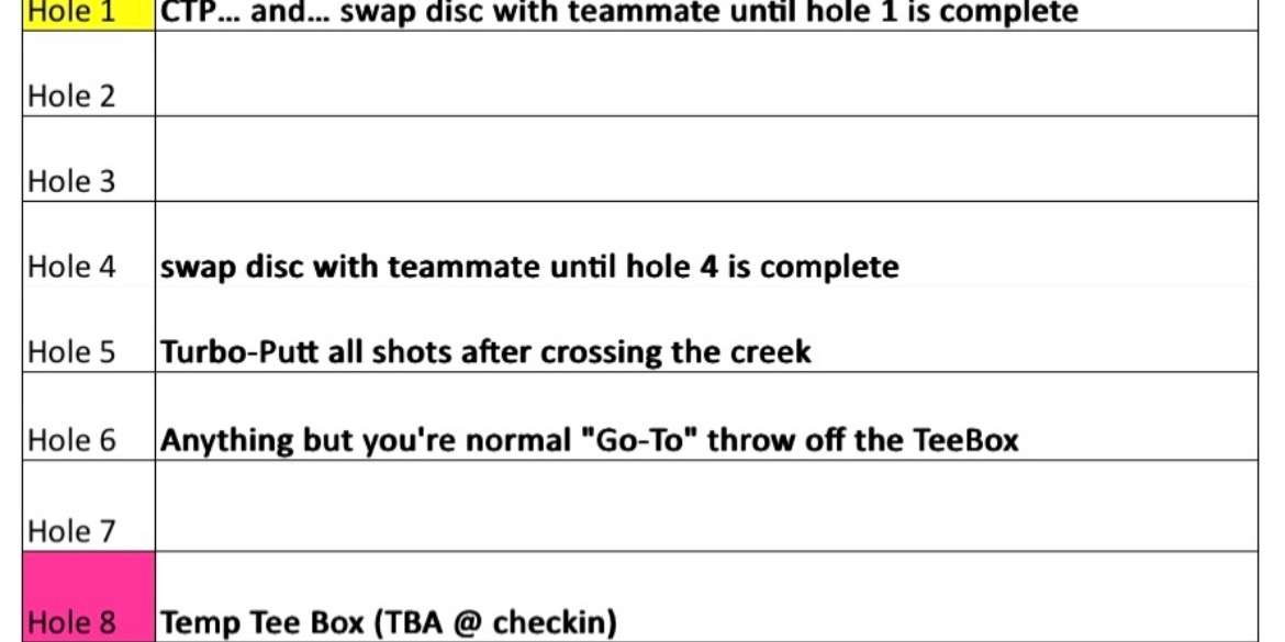 Glow putters ONLY - Random Alternating Dubz- Glow Putter ONLY, Checkin begins 8:25pm / Start time 9:00pm