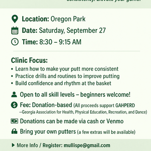 Disc Golf Putting Clinic-Oregon Park