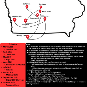 Creston Disc Golf Club Travel League - Creston Disc Golf Travel League March 21st - Southwoods