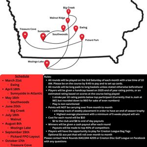 Creston Disc Golf Club Travel League - Creston Disc Golf Travel League April 18th - Sunnyside in Atlantic